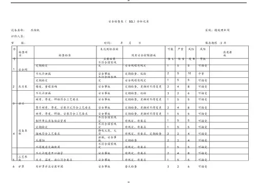安全检查表(SCL)分析记录表