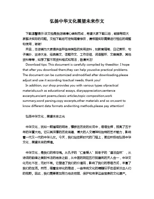 弘扬中华文化展望未来作文