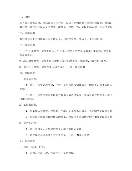 仓库人员奖惩管理制度