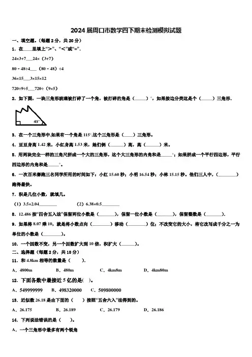 2024届周口市数学四下期末检测模拟试题含解析