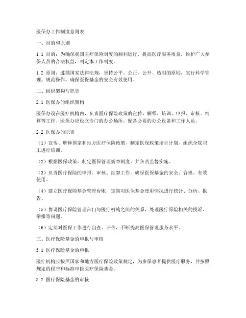 医保办工作制度总则表
