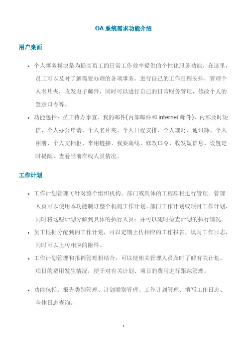 OA功能模块清单