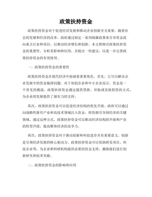 政策扶持资金