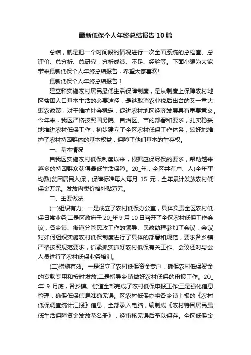 最新低保个人年终总结报告10篇