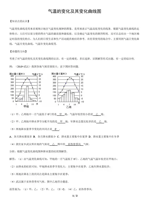 气温的变化及其变化曲线图-初中地理知识