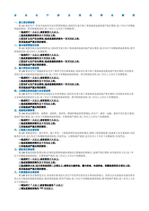 安全生产涉及刑法