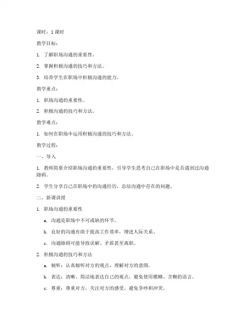 职场积极沟通教案模板及范文