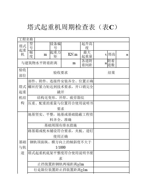 塔式起重机周期检查表(表C)