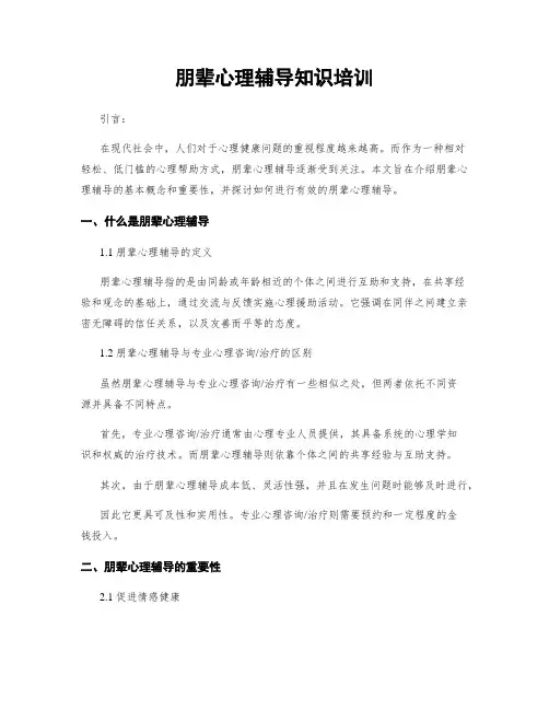 朋辈心理辅导知识培训