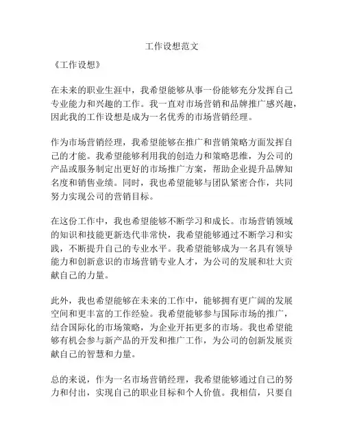 工作设想范文