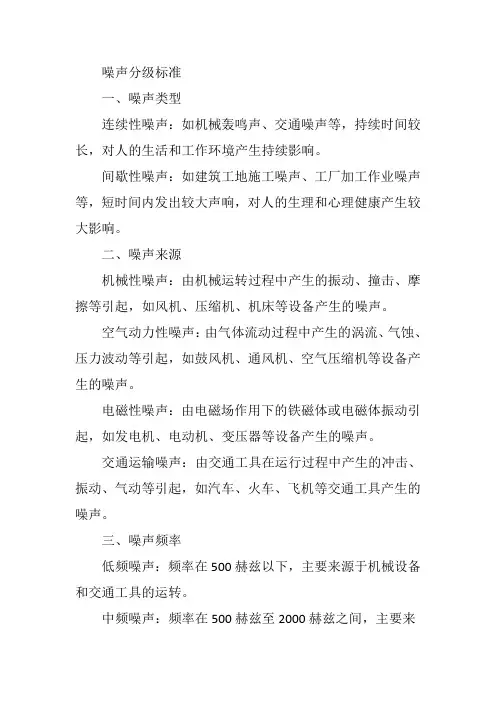 噪声分级标准