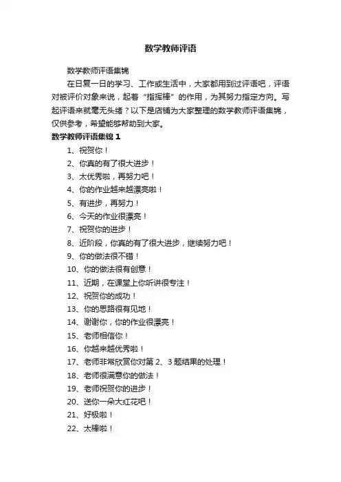 数学教师评语