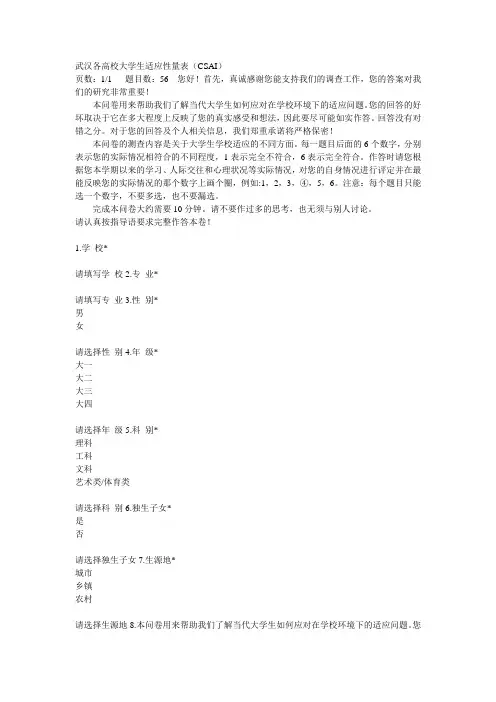 CSAI量表
