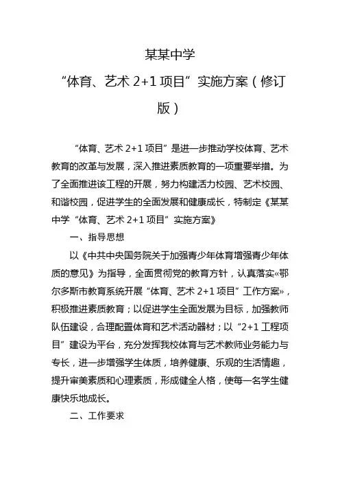 体育艺术2+1实施方案