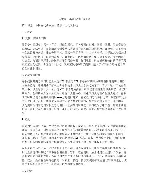 历史高一必修下知识点总结