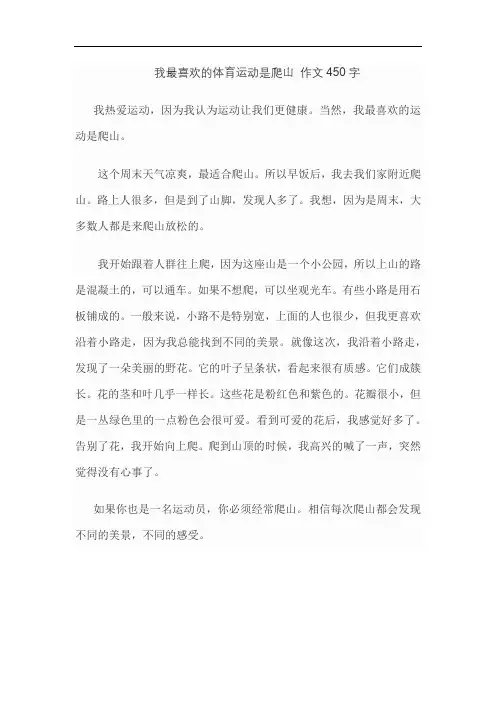 我最喜欢的体育运动是爬山 作文450字