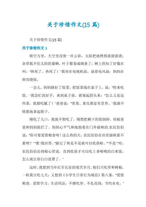 关于珍惜作文(15篇)