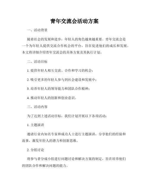 青年交流会活动方案