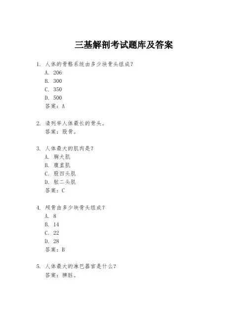 三基解剖考试题库及答案