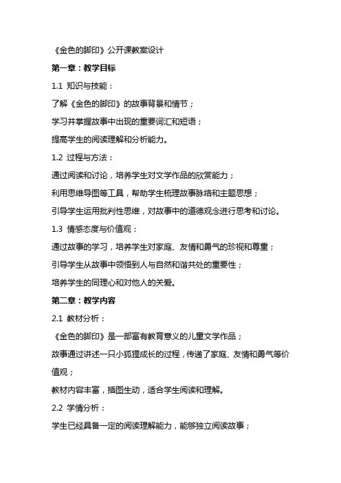 《金色的脚印》公开课教案设计