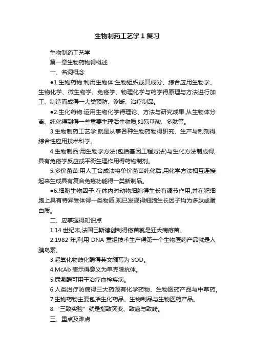 生物制药工艺学1复习
