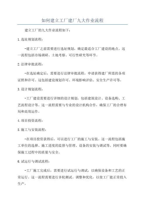 如何建立工厂建厂九大作业流程