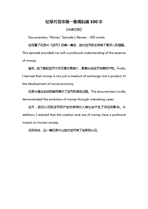 纪录片货币第一集观后感300字