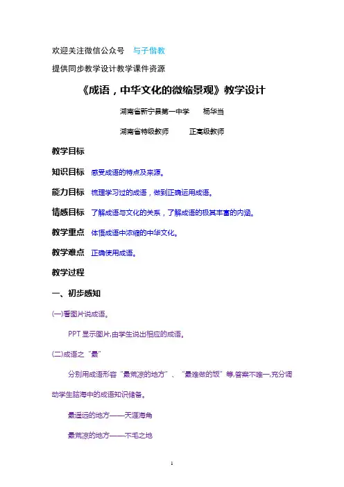 《成语：中华文化的微缩景观》教学设计7