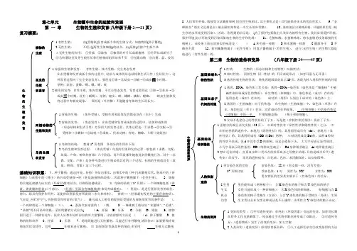 八年级--下册-生物复习提纲-人教版