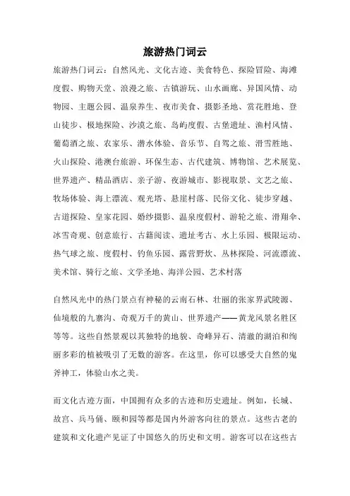 旅游热门词云