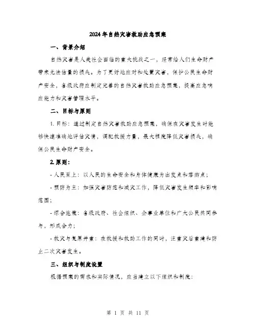 2024年自然灾害救助应急预案(3篇)