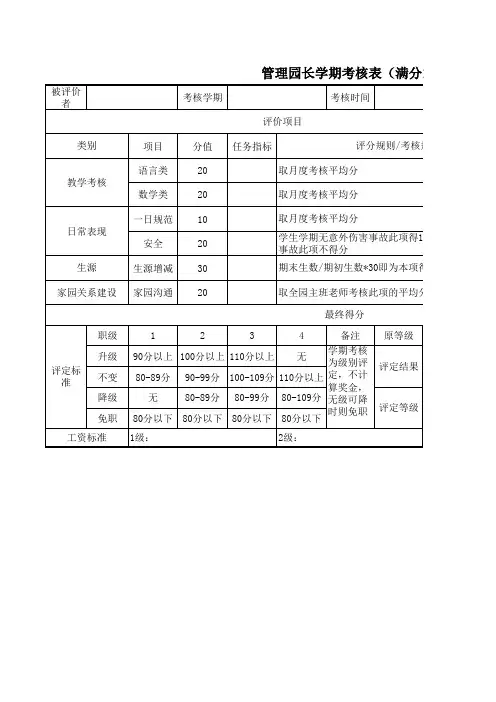 管理园长学期考核表