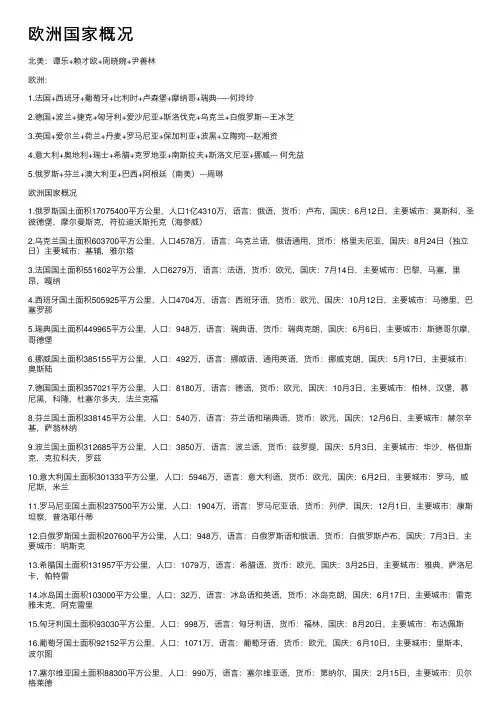 欧洲国家概况