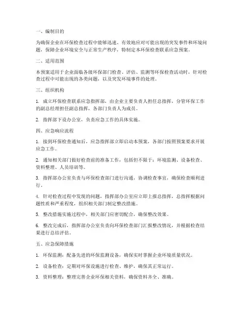 环保检查联系应急预案