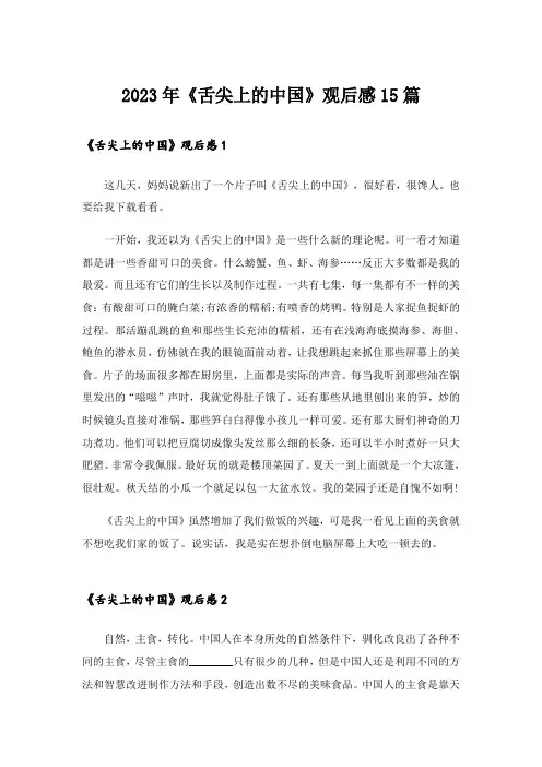 2023年《舌尖上的中国》观后感15篇_2
