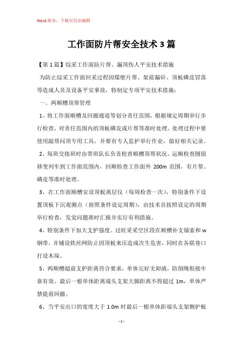 工作面防片帮安全技术3篇