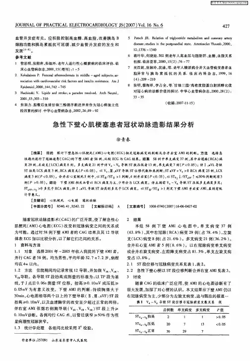 急性下壁心肌梗塞患者冠状动脉造影结果分析