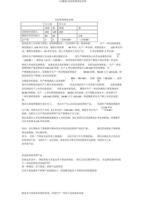 (完整版)比较优势理论实例