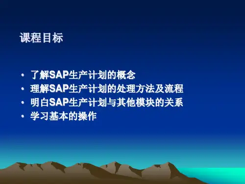 SAP系统生产计划控制课程