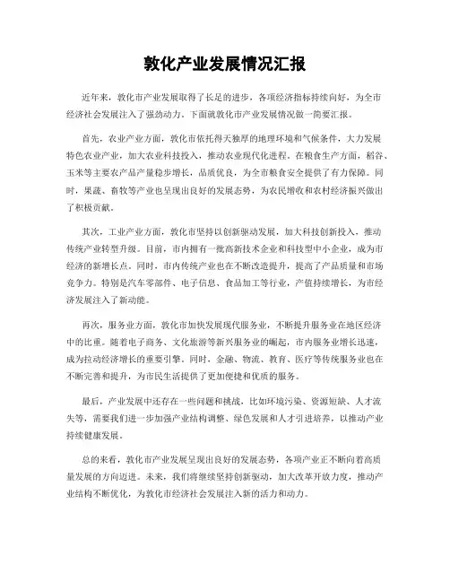 敦化产业发展情况汇报