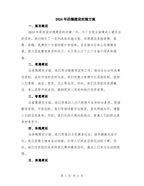 2024年四德建设实施方案