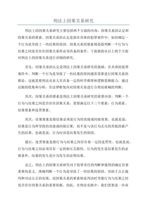 刑法上因果关系研究