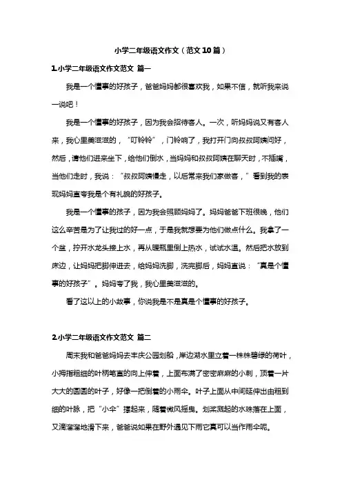 小学二年级语文作文(范文10篇)