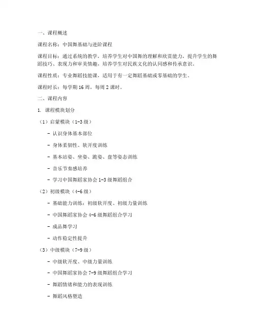 中国舞课程设定方案模板