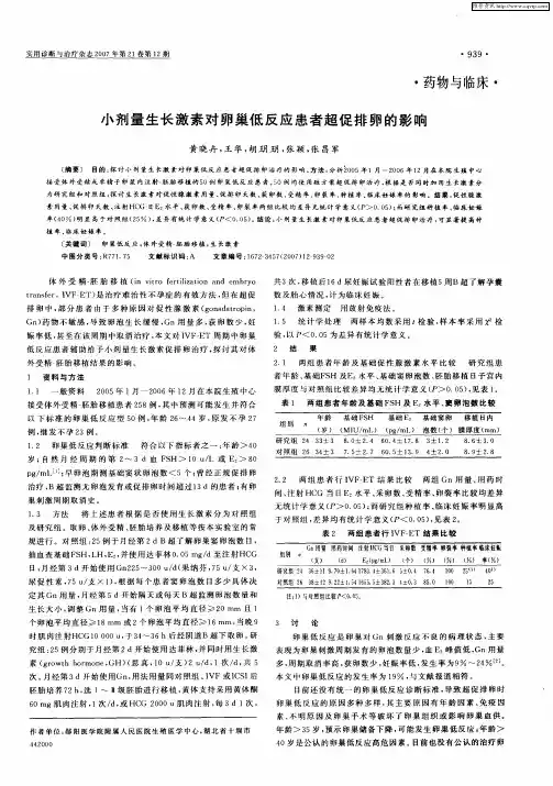 小剂量生长激素对卵巢低反应患者超促排卵的影响