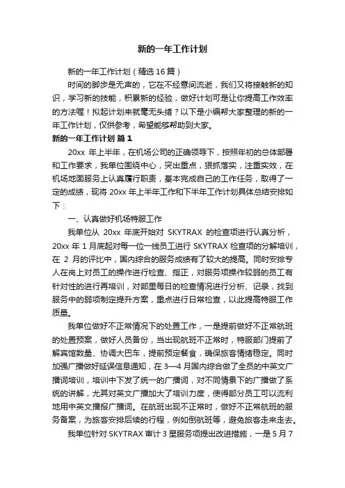 新的一年工作计划（精选16篇）