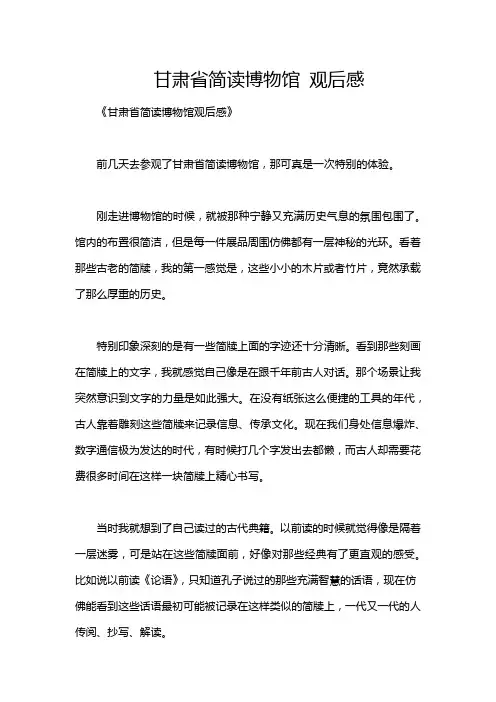 甘肃省简读博物馆 观后感