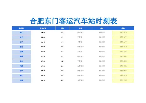 合肥东门客运汽车站时刻表