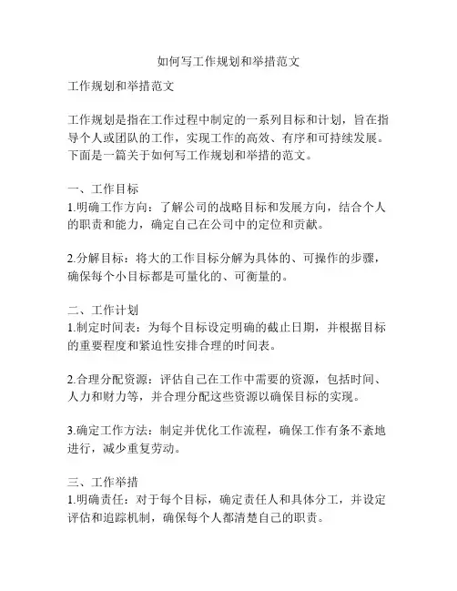 如何写工作规划和举措范文