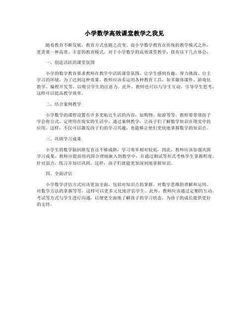 小学数学高效课堂教学之我见